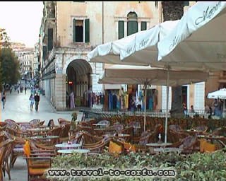 CORFU WALKWAYS - A view of the central square of Corfu.