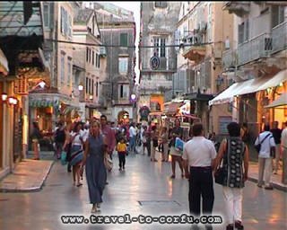 CORFU STREET - At the Old Town of Corfu functioning a lot of commercial shops.