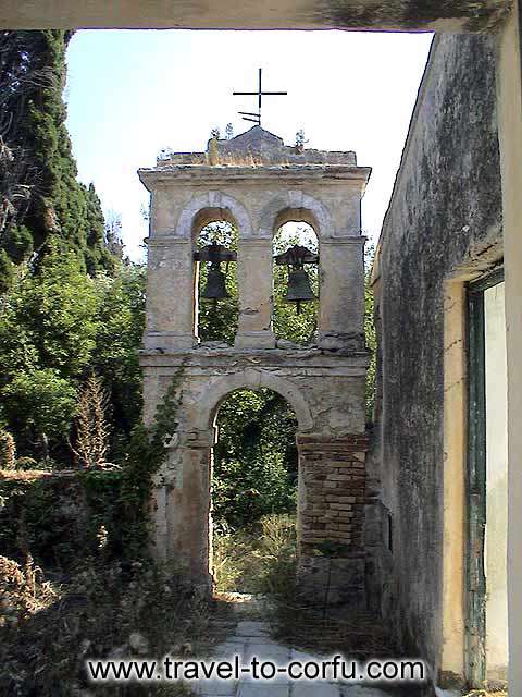 CORFU MON REPOS - The bell tower of the byzantium church.