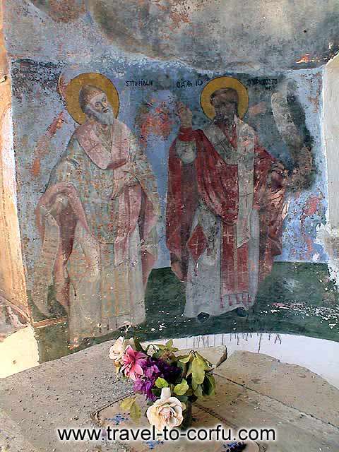 CORFU MON REPOS - In the Byzantine chapel that is situated to the property of Mon Repos, are preserving appreciable murals.