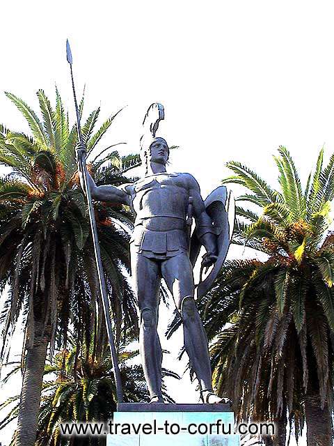 CORFU CITY - The statue of Achilleas triumphant at Achillion.
