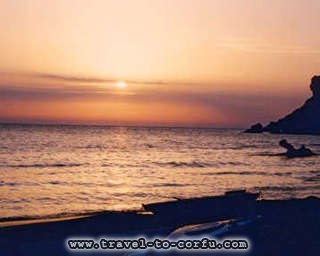 MYRTIOTISSA SUNSET - Sunset at Myrtiotissa.