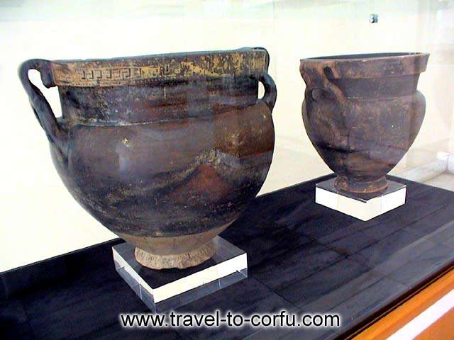 ARCHAEOLOGICAL MUSEUM OF CORFU - A part of the collection with the vessels.