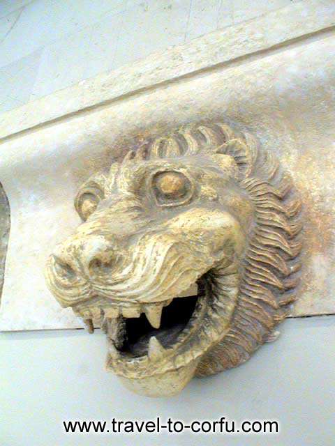 ARCHAEOLOGICAL MUSEUM OF CORFU - A marble head of lion.