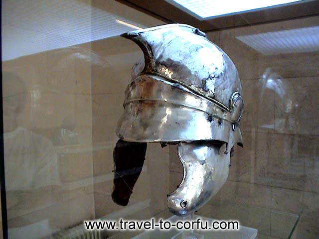 ARCHAEOLOGICAL MUSEUM OF CORFU - A casque. I wonder how much times it protected the soldier that wore it in the field of battles?