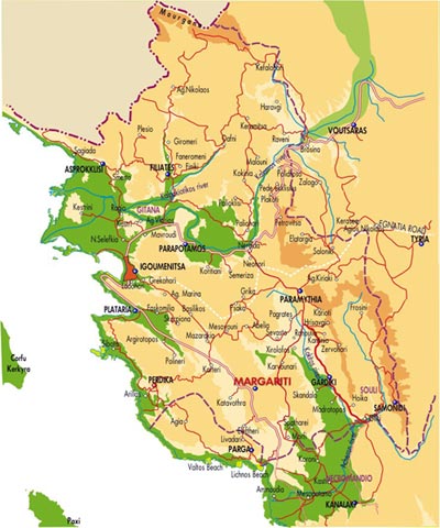 MARGARITI Map Image of Thesprotia Prefecture CLICK TO ENLARGE